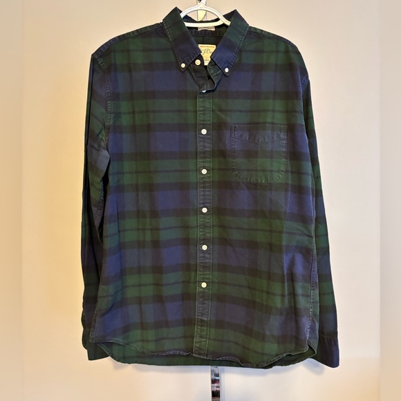 J. Crew Other - J Crew button down navy and green plaid cotton men’s shirt size slim  large